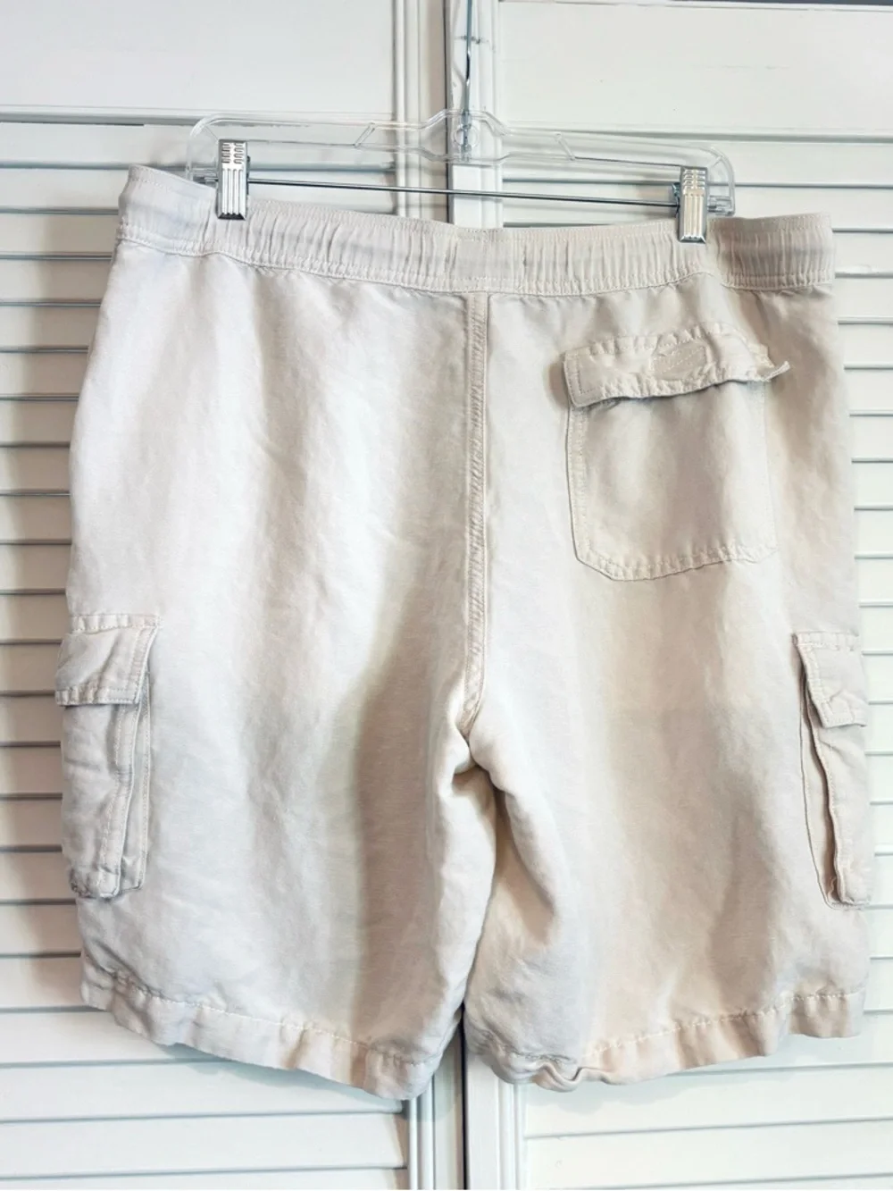 Cubavera Mens Linen Blend Pull On Cargo Shorts Tan Size Large